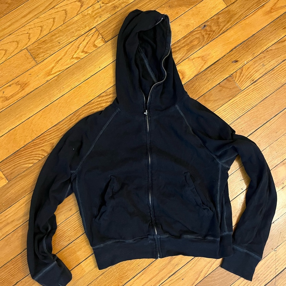 Acne Black Zip-Up Hooded Sweatshirt
